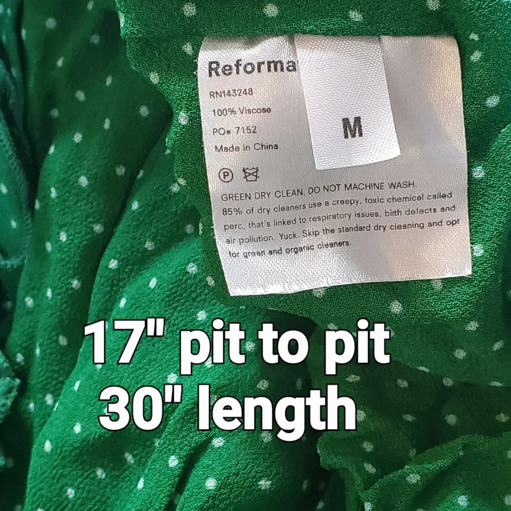 Reformation Polkadot Coquette Wrap Dress Ruffle Feminine Micro Mini Green Size M - Picture 5 of 5